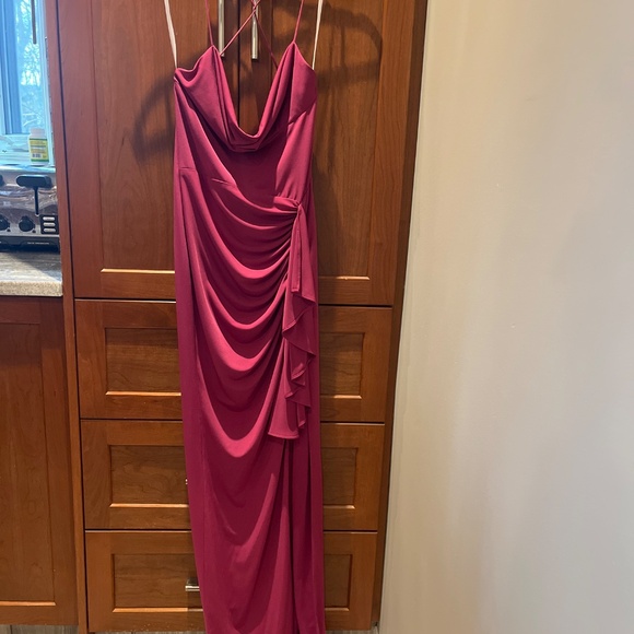 EUC 🌺 Katie May So Juicy Dress in Pink Peacock Halter Gown Sz S / US 4 - Picture 4 of 10